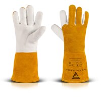 Rękawice spawalnicze STAHLWERK wykonane z prawdziwej sk&oacute;ry / odzież ochronna / odporne na ciepło i ogień / odporne na przecięcie / odporne na rozdarcie