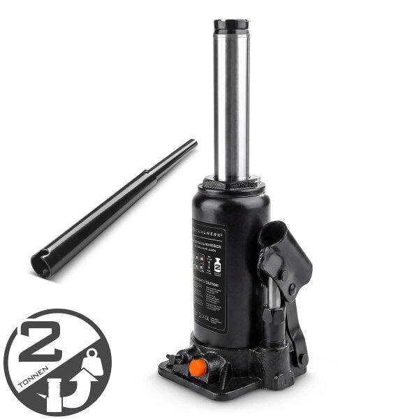 STAHLWERK hydraulický zvedák GW0204 s nosností 2 t | Rozsah zdvihu 158-308 mm | Kompaktní beranový zvedák | Hydraulický zvedák | Robustní lahvový zvedák pro stroje, užitková vozidla a automobily