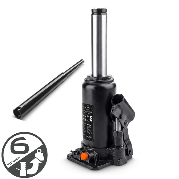 STAHLWERK Podnośnik hydrauliczny GW0604 o udźwigu 6 t | Zakres podnoszenia 200 - 405 mm | Kompaktowy podnośnik siłowy | Podnośnik hydrauliczny | Solidny podnośnik butelkowy do maszyn, pojazdów użytkowych i samochodów osobowych