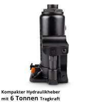 STAHLWERK Podnośnik hydrauliczny GW0604 o udźwigu 6 t | Zakres podnoszenia 200 - 405 mm | Kompaktowy podnośnik siłowy | Podnośnik hydrauliczny | Solidny podnośnik butelkowy do maszyn, pojazdów użytkowych i samochodów osobowych