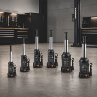 STAHLWERK Gato hidráulico GW1604 con 16 t de capacidad de carga | Margen de elevación 225 - 445 mm | Gato compacto | Gato hidráulico | Robusto gato de botella para máquinas, vehículos industriales y turismos