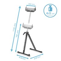 STAHLWERK Rollenbock RB-110 ST Arbeitsbock 2er Set | Klappbock höhenverstellbar von 720 bis 1.100 mm mit 60 kg Tragkraft und Rollenauflage