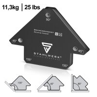 STAHLWERK Set di angolari magnetici per saldatura, 12 pezzi | Magneti per saldatura con forza di tenuta di 4 kg / 9 lbs e 11,3 kg / 25 lbs | Angolari magnetici | Posizionatori per saldatura a 45° / 90° / 135° | Ideale per saldatura e brasatura