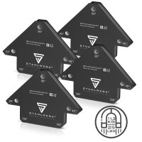 STAHLWERK Set di angolari magnetici per saldatura, 12 pezzi | Magneti per saldatura con forza di tenuta di 4 kg / 9 lbs e 11,3 kg / 25 lbs | Angolari magnetici | Posizionatori per saldatura a 45° / 90° / 135° | Ideale per saldatura e brasatura
