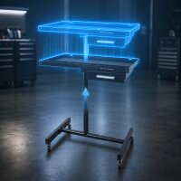 STAHLWERK Kfz-Wartungs- und Montagewagen mit Schublade | Höhenverstellbarer Arbeitstisch | 87,3 – 125 cm | 100 kg Tragkraft | Mobile Werkbank | Ideal für Garage, Werkstatt, Autoreparatur und DIY