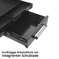 STAHLWERK Kfz-Wartungs- und Montagewagen mit Schublade | Höhenverstellbarer Arbeitstisch | 87,3 – 125 cm | 100 kg Tragkraft | Mobile Werkbank | Ideal für Garage, Werkstatt, Autoreparatur und DIY