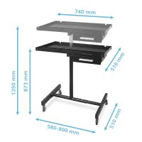 STAHLWERK Kfz-Wartungs- und Montagewagen mit Schublade | Höhenverstellbarer Arbeitstisch | 87,3 – 125 cm | 100 kg Tragkraft | Mobile Werkbank | Ideal für Garage, Werkstatt, Autoreparatur und DIY