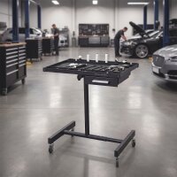 STAHLWERK Kfz-Wartungs- und Montagewagen mit Schublade | Höhenverstellbarer Arbeitstisch | 87,3 – 125 cm | 100 kg Tragkraft | Mobile Werkbank | Ideal für Garage, Werkstatt, Autoreparatur und DIY