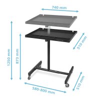 STAHLWERK Kfz-Wartungs- und Montagewagen mit Lenkrollen | Höhenverstellbarer Arbeitstisch | 87,3 – 125 cm | 90 kg Tragkraft | Mobile Werkbank | Ideal für Garage, Werkstatt, Autoreparatur und DIY