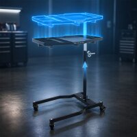 STAHLWERK Auto-Wartungs- und Montagewagen | Höhenverstellbarer Werkstattwagen | 74,5 – 140 cm | 75 kg Traglast | Schwenkbarer Arbeitstisch | Praktische Ablage- und Arbeitsfläche für Werkstatt und Garage