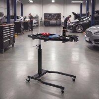 STAHLWERK Auto-Wartungs- und Montagewagen | Höhenverstellbarer Werkstattwagen | 74,5 – 140 cm | 75 kg Traglast | Schwenkbarer Arbeitstisch | Praktische Ablage- und Arbeitsfläche für Werkstatt und Garage