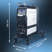 STAHLWERK Schweißgerät AC/DC WIG 315 Puls Pro – wassergekühltes 315 A Industrieschweißgerät mit 1,6 kW Wasserkühlung, AC/DC Puls, MMA/E-Hand, Spot, HF- und Lift-TIG-Zündung, digitales Display, 400 V