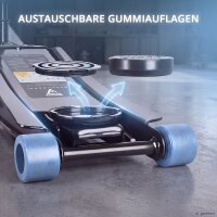 STAHLWERK WHB-73 ST Car Jack | 3 t Lifting Capacity | Dual-Piston | 73–500 mm Lifting Height | Extra-Low-Profile Maneuvering Car Jack | Hydraulic Car Jack | Black Car Jack | Blue Silent Casters | 2 Rubber Pads