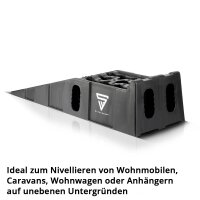 STAHLWERK Stufenkeil GT-15 ST 4er Set mit 6 t Tragkraft 905 x 330 x 215 mm Auffahrkeil | Unterlegkeil | Auffahrrampe | Auffahrbock | Ausgleichkeil f&uuml;r Wohnmobil, Caravan, Wohnwagen oder Anh&auml;nger