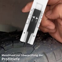 STAHLWERK Reifenwechsel-Set | Scherenwagenheber SWH-2 ST 2 t 117–435 mm | Teleskop-Radmutterschlüssel | Reifendruckmesser LED | Profil-Tiefenmesser | Kniekissen | Handschuhe | Reifenschutzhüllen