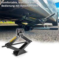 STAHLWERK Reifenwechsel-Set | Scherenwagenheber SWH-2 ST 2 t 117–435 mm | Teleskop-Radmutterschlüssel | Reifendruckmesser LED | Profil-Tiefenmesser | Kniekissen | Handschuhe | Reifenschutzhüllen