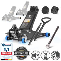 STAHLWERK Tire Change Kit with WHB-73 ST BR Jack, 3 t Load Capacity | Blue Rubber-Coated Long-Life Silent Casters | Double-Piston Design and 73–500 mm Stroke | TW-210 ST with 28–210 Nm