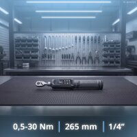 STAHLWERK Digitaler Drehmomentschlüssel 0,5-30 Nm 1/4"-Aufnahme | 72 Zähne | 265 mm | mit Eichzertifikat | Umschaltknarre | Ratschenschlüssel | Ratsche | LED-Anzeige und Transportbox