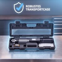 STAHLWERK Digitaler Drehmomentschlüssel 2-135 Nm 3/8"-Aufnahme | 72 Zähne | 420 mm | mit Eichzertifikat |Umschaltknarre | Ratschenschlüssel | Ratsche | LED-Anzeige und Transportbox