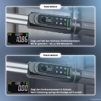 STAHLWERK Digitaler Drehmomentschlüssel 2-135 Nm 3/8"-Aufnahme | 72 Zähne | 420 mm | mit Eichzertifikat |Umschaltknarre | Ratschenschlüssel | Ratsche | LED-Anzeige und Transportbox