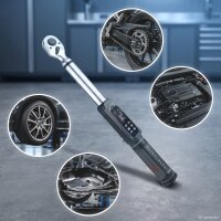 STAHLWERK Digitaler Drehmomentschlüssel 2-135 Nm 3/8"-Aufnahme | 72 Zähne | 420 mm | mit Eichzertifikat |Umschaltknarre | Ratschenschlüssel | Ratsche | LED-Anzeige und Transportbox