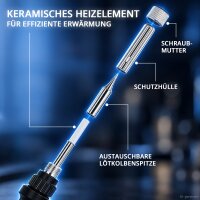 STAHLWERK Digitales Lötkolben-Set 80 W | 180-500 °C | LCD-Display, Keramik-Heizelement, Temperaturkalibrierung und Speicherfunktion | für Weichlötarbeiten