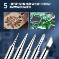 STAHLWERK Digitales Lötkolben-Set 80 W | 180-500 °C | LCD-Display, Keramik-Heizelement, Temperaturkalibrierung und Speicherfunktion | für Weichlötarbeiten