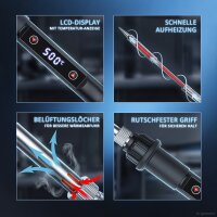STAHLWERK Digitales Lötkolben-Set 80 W | 180-500 °C | LCD-Display, Keramik-Heizelement, Temperaturkalibrierung und Speicherfunktion | für Weichlötarbeiten