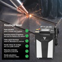 STAHLWERK Appareil de soudage laser WCD 1500 Laser Pro de 1 500 W | Système de soudage laser 3-en-1 pour le soudage, de découpe et de nettoyage | Système de soudage à guidage manuel avec laser à fibre en mode continu (CW) | Classe laser 4 | 230 V