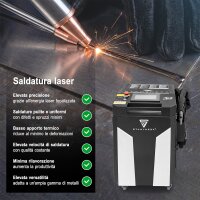 STAHLWERK Saldatrice laser WCD 1500 Laser Pro, dotazione completa da 1500 W | Impianto di saldatura laser 3 in 1 per saldatura, taglio e pulizia | Sistema di saldatura a mano libera con laser a fibra CW | Classe laser 4 | 230 V