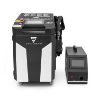 STAHLWERK Laserový svařovací přístroj WCD 2000 Laser Pro v plné výbavě s výkonem 2000 W | Laserový svařovací systém 3 v 1 pro svařování, řezání a čištění | Ručně vedený svařovací systém s vláknovým laserem v režimu CW | Třída laseru 4 | 230 V