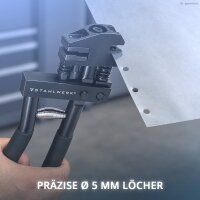 STAHLWERK Lochzange und Absetzzange 2-in-1 | 5 mm Lochdurchmesser | 285 mm Gesamtlänge | für Schweißarbeiten | zum Lochen sowie Absetzen dünner Stahl- und Karosseriebleche | Stanzzange