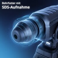 STAHLWERK batteridrevet borhammer KLAUS | 20 volt-system | 24 mm borediameter | Boring, slagboring og mejsling | Batteridrevet borhammer til beton og cement | Børsteløs | SDS