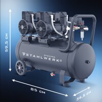 STAHLWERK Kompressor ST-610 Pro mit 10 bar | 3,94 PS | 2,9 kW | 500 l/min | 60 L Tank | Ölfreier Druckluft-Kompressor | Kolben-Kompressor | Silent-Kompressor | Flüster-Kompressor mit Brushless-Motor | 230 Volt