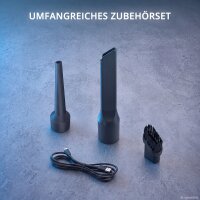 STAHLWERK Mini Akku Autostaubsauger WVC-705 ST | Zwei Saugstufen bis 12.000 Pa und 80 W | HEPA-Filter, 0,1-L-Staubbehälter | USB Typ-C Anschluss | Kabellos | 3 Saugdüsen