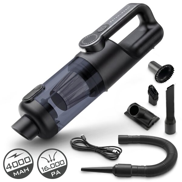 STAHLWERK batteridrevet bilstøvsuger WVC-706 ST | To sugeindstillinger op til 12.000 Pa med 45 W og 90 W | HEPA-filter | Blæserfunktion, lampe og 0,35 l støvbeholder | USB Type-C-tilslutning | Trådløs | 5 sugedyser