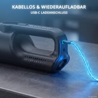 STAHLWERK batteridrevet bilstøvsuger WVC-706 ST | To sugeindstillinger op til 12.000 Pa med 45 W og 90 W | HEPA-filter | Blæserfunktion, lampe og 0,35 l støvbeholder | USB Type-C-tilslutning | Trådløs | 5 sugedyser