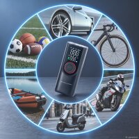STAHLWERK batteridrevet dækkompressor ELP-19 ST | Trådløs minikompressor | 10,3 bar (150 psi) | 6.000 mAh batteri | LED-display | Bærbar dækpumpe | Powerbank med nødlys til bil, motorcykel og fritid