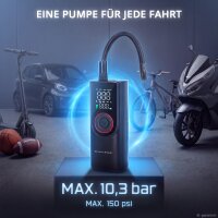 STAHLWERK batteridrevet dækkompressor ELP-19 ST | Trådløs minikompressor | 10,3 bar (150 psi) | 6.000 mAh batteri | LED-display | Bærbar dækpumpe | Powerbank med nødlys til bil, motorcykel og fritid