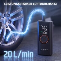 STAHLWERK batteridrevet dækkompressor ELP-19 ST | Trådløs minikompressor | 10,3 bar (150 psi) | 6.000 mAh batteri | LED-display | Bærbar dækpumpe | Powerbank med nødlys til bil, motorcykel og fritid