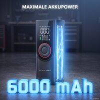 STAHLWERK batteridrevet dækkompressor ELP-19 ST | Trådløs minikompressor | 10,3 bar (150 psi) | 6.000 mAh batteri | LED-display | Bærbar dækpumpe | Powerbank med nødlys til bil, motorcykel og fritid