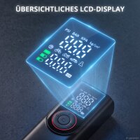 STAHLWERK batteridrevet dækkompressor ELP-19 ST | Trådløs minikompressor | 10,3 bar (150 psi) | 6.000 mAh batteri | LED-display | Bærbar dækpumpe | Powerbank med nødlys til bil, motorcykel og fritid
