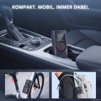 STAHLWERK batteridrevet dækkompressor ELP-19 ST | Trådløs minikompressor | 10,3 bar (150 psi) | 6.000 mAh batteri | LED-display | Bærbar dækpumpe | Powerbank med nødlys til bil, motorcykel og fritid