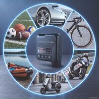 STAHLWERK Mini-dækpumpe ELP-15 ST | 9,6 bar (140 psi) | 1.100 mAh batteri | LED-display | Bærbar dækpumpe med automatisk slukning | Elektrisk dækpumpe til motorcykel, bil og fritid
