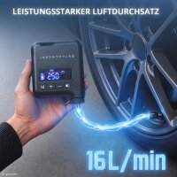 STAHLWERK Mini-dækpumpe ELP-15 ST | 9,6 bar (140 psi) | 1.100 mAh batteri | LED-display | Bærbar dækpumpe med automatisk slukning | Elektrisk dækpumpe til motorcykel, bil og fritid