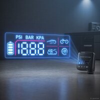 STAHLWERK Mini-dækpumpe ELP-15 ST | 9,6 bar (140 psi) | 1.100 mAh batteri | LED-display | Bærbar dækpumpe med automatisk slukning | Elektrisk dækpumpe til motorcykel, bil og fritid