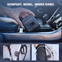 STAHLWERK Mini-dækpumpe ELP-15 ST | 9,6 bar (140 psi) | 1.100 mAh batteri | LED-display | Bærbar dækpumpe med automatisk slukning | Elektrisk dækpumpe til motorcykel, bil og fritid