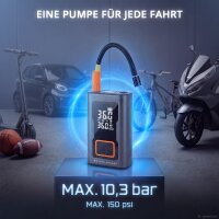 STAHLWERK Elektrisk luftpumpe og powerbank ELP-17 ST | 60 W | 4.000 mAh | 10,3 bar (150 psi) | LED | USB-C-opladningsindgang | USB-A-powerbank-udgang | Oppumpningsfunktioner til cykel, motorcykel, bil og bold