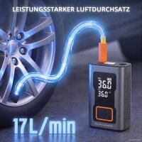 STAHLWERK Elektrisk luftpumpe og powerbank ELP-17 ST | 60 W | 4.000 mAh | 10,3 bar (150 psi) | LED | USB-C-opladningsindgang | USB-A-powerbank-udgang | Oppumpningsfunktioner til cykel, motorcykel, bil og bold
