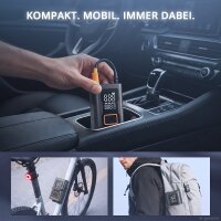 STAHLWERK Elektrisk luftpumpe og powerbank ELP-17 ST | 60 W | 4.000 mAh | 10,3 bar (150 psi) | LED | USB-C-opladningsindgang | USB-A-powerbank-udgang | Oppumpningsfunktioner til cykel, motorcykel, bil og bold